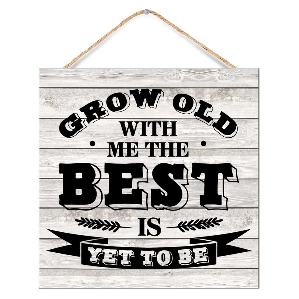 CustonCares Grow Old with Me Wood Sign, 12 x 12 in