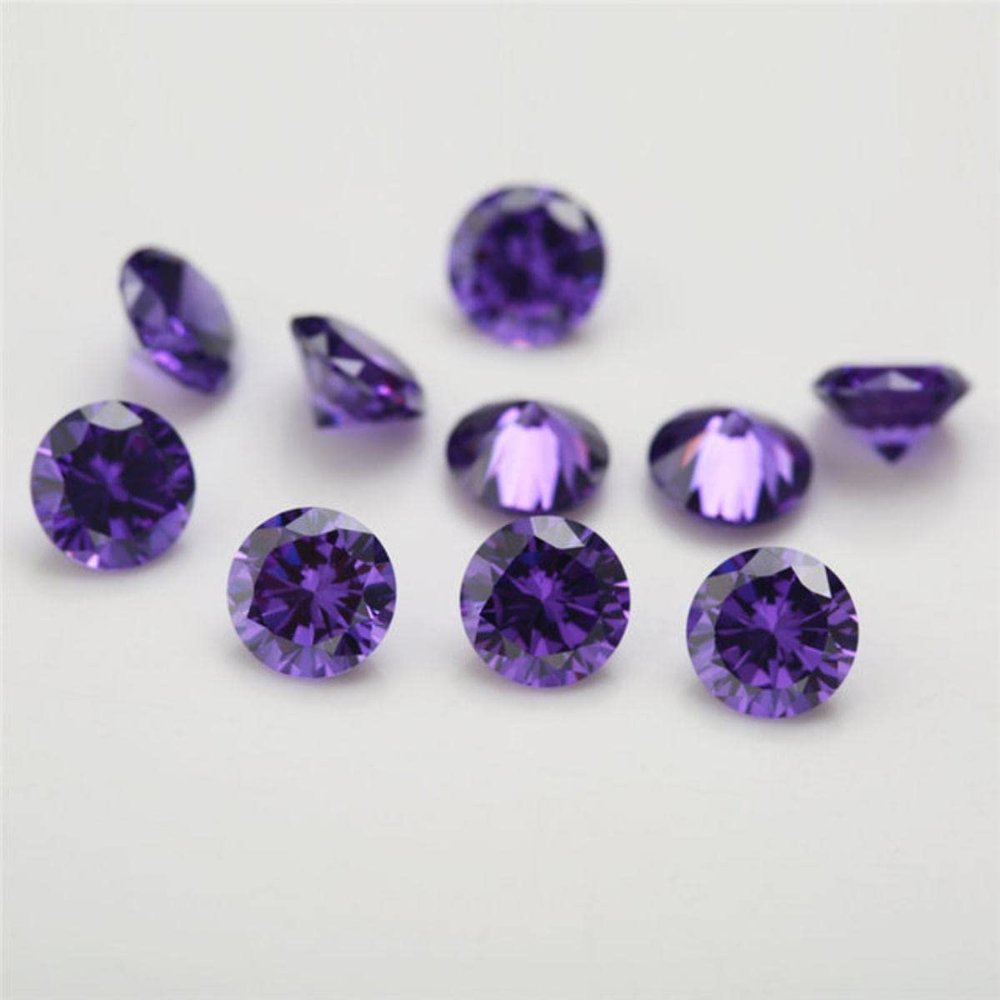 GROWWISH 100 Pcs 1 mm 1.5 mm 2 mm (0.8–2.5 mm) AAAA Round White, Golden Yellow, Violet, Olive, Green, Black and Pink Cubic Zirconia Loose Stones, Violet, 1.0 mm, 100 Pcs
