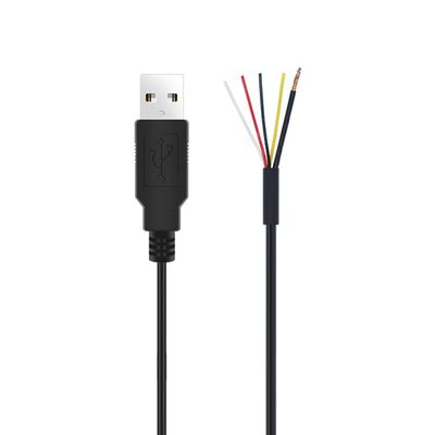 YSJJZRL USB 2.0 Plug, 4-Core + Shielded Bare-Wire Pigtail, Open-End Extension Cable, 5V Charging DIY Connector (15 cm)