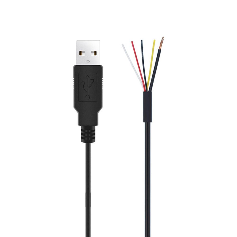 YSJJZRL USB 2.0 Plug, 4-Core + Shielded Bare-Wire Pigtail, Open-End Extension Cable, 5V Charging DIY Connector (15 cm)