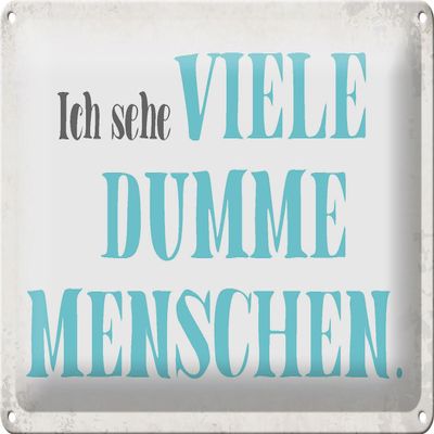 Femer Metal Sign with Saying, 30 x 20 cm, "I See Many Stupid People"
