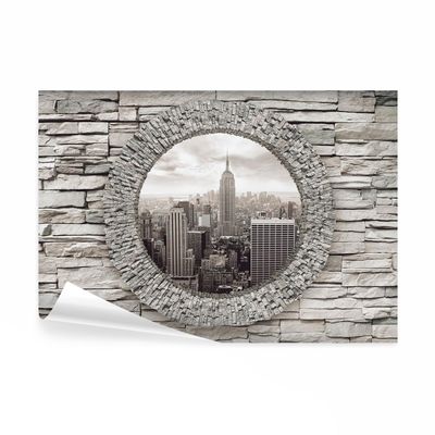 decomonkey Premium New York Photo Wallpaper, 150 x 105 cm, XL, Stone Wall, NY