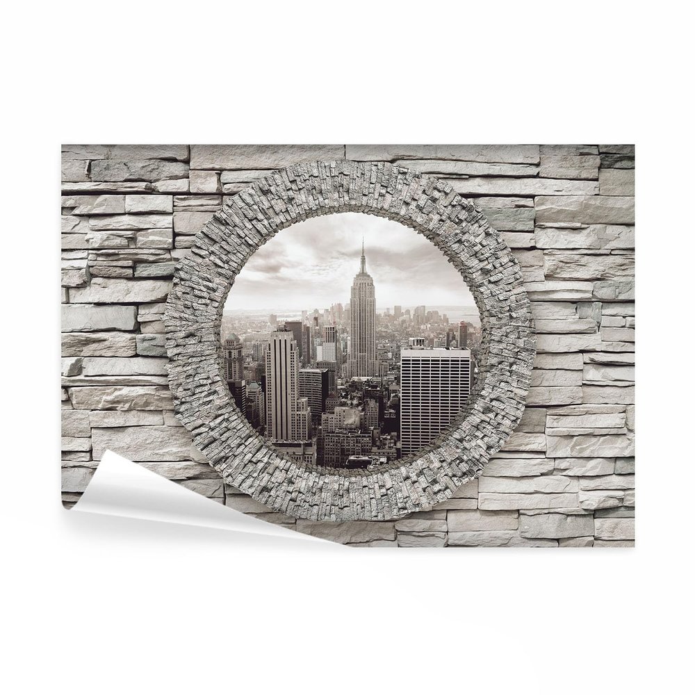decomonkey Premium New York Photo Wallpaper, 150 x 105 cm, XL, Stone Wall, NY