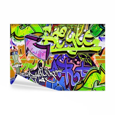 decomonkey Premium Graffiti Photo Wallpaper, 300 x 210 cm, Street Art, Nonwoven
