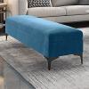 Velvet Storage Bench with Upholstered Seat, Blue, 80 x 40 x 43 cm view 1
