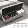 Velvet Storage Bench with Upholstered Seat, Blue, 80 x 40 x 43 cm view 2