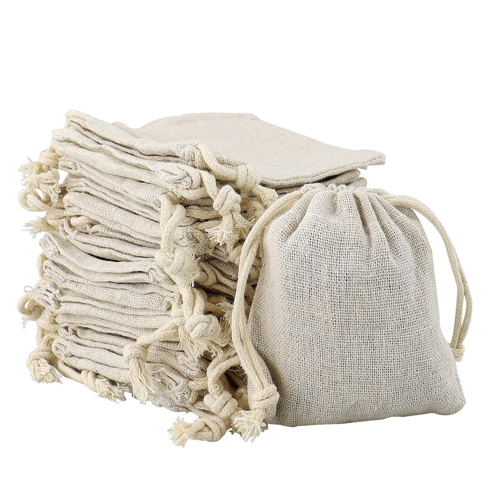 SZCXDKJ 20 Small Jute Drawstring Bags, Jewelry Pouches, Gift Bags, Small Jute Bags for Weddings, Crafts and Party Favors (8 x 10 cm / 3.15 x 3.94 in)