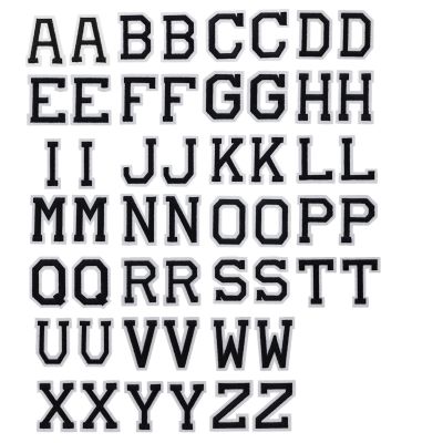 52 Black Alphabet Patches A–Z, Iron-On and Sew-On
