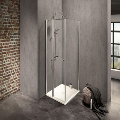 Dusbad Vital 2 Shower Enclosure, Left Pivot Door with Fixed Panel and Right Shower Wall