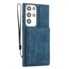 Phone Case for Samsung Galaxy S23 Ultra/S23 Plus/S23, Shockproof and Scratch-Resistant, with Wrist Strap and Magnetic Card Slots, Blue, S23 view 1