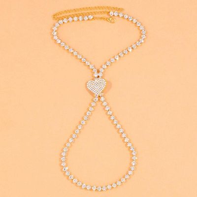 YAHOYA 1-Piece Heart Cross High-Heel Rhinestone Anklet, Gold-Plated Fashion Ankle Chain for Women