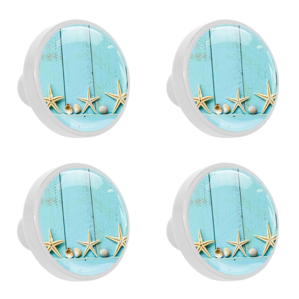 TBOUOBT 4-Pack Cabinet Knobs, Farmhouse Dresser Handles, Sea Planks Starfish Ocean