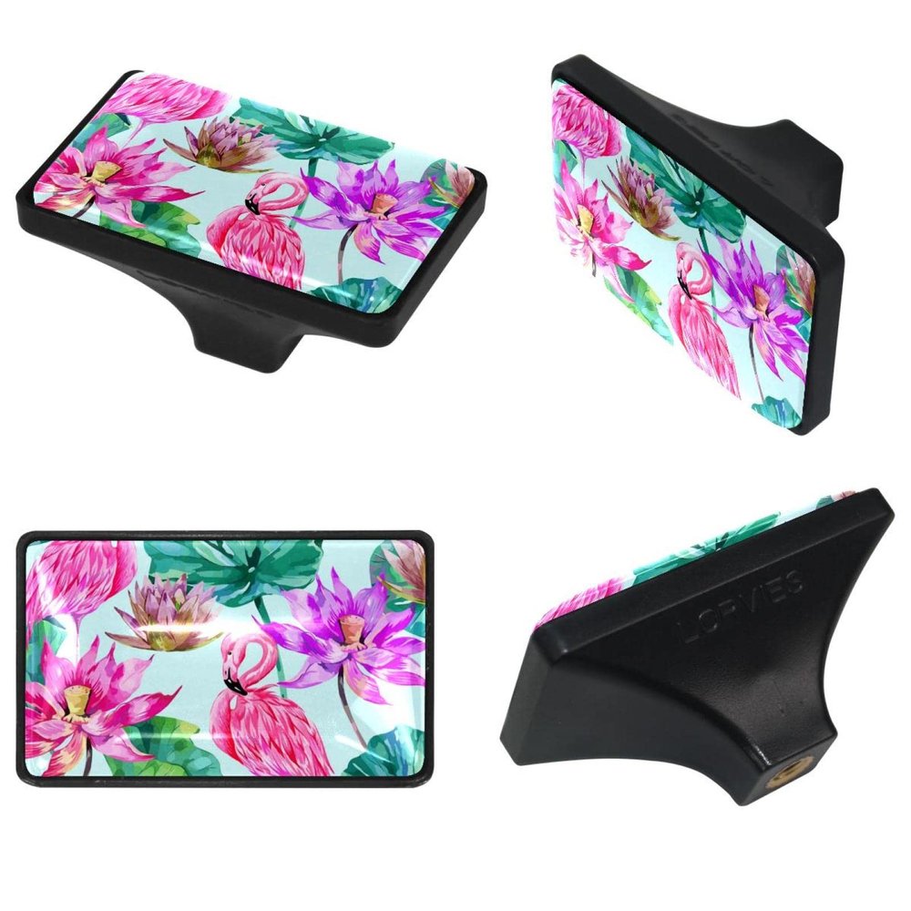 TBOUOBT 4-Pack Cabinet Knobs, Lotus Flower and Flamingo