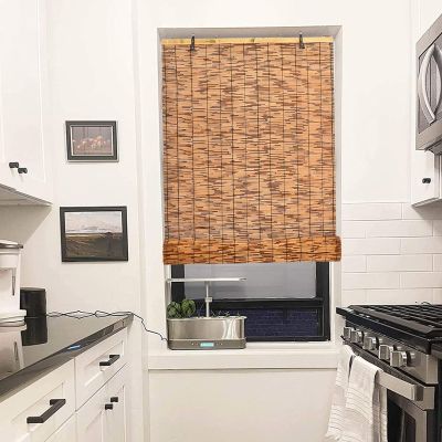 AMOCHO Bamboo Roman Blinds for Windows, Cordless Reed Curtains, Handwoven Reed Blind for Outdoor Patio Dividers, Privacy Shade (Size: W130 x H280 cm / 51 x 110 in)