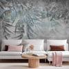 decomonkey Premium Palm Photo Wallpaper, 350 x 256 cm, Gray Stone-Effect Foliage view 2