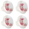 TBOUOBT 4-Pack Kitchen Cabinet Knobs, Drawer Knobs for Modern Cabinet Doors, Red Peony Floral Design view 1