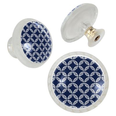 TBOUOBT 4-Pack Round Ethnic Navy Blue Cabinet Knobs