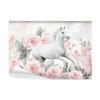 decomonkey Premium Horse Photo Wallpaper, 150 x 105 cm, Pink Roses, Flowers and Concrete view 1