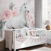 decomonkey Premium Horse Photo Wallpaper, 150 x 105 cm, Pink Roses, Flowers and Concrete view 3