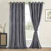 DWCN Extra-Wide Gray Velvet Curtains, 84 in Long, Blackout Grommet Panels with Tie-Backs view 1