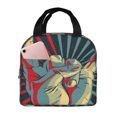 ASEELO Rock and Roll Insulated Lunch Bag with Mesh Side Pocket