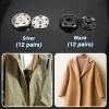 TOAOB 24 Sets Sew-On Snap Buttons, 21 mm Metal, Black and Silver view 4