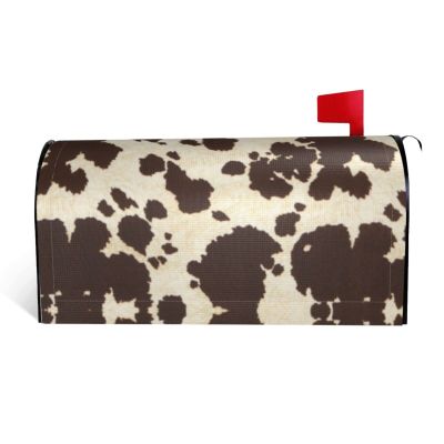 Magnetic Mailbox Cover, Cow, Brown, Garden, Yard, Outdoor Home Décor, Standard Size: 45.7 x 53.3 cm