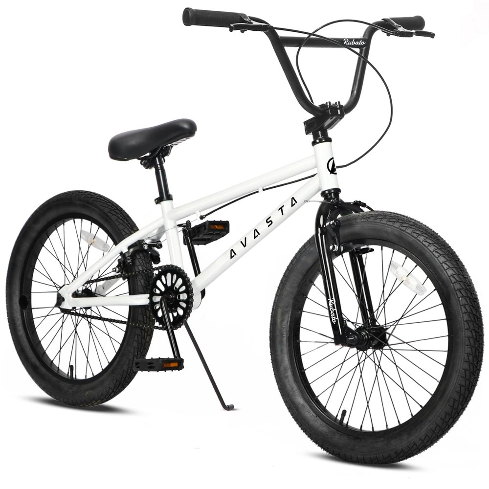 AVASTA 18-Inch Freestyle BMX Bike for Beginner Kids, White