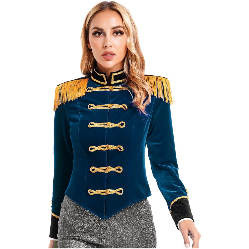 inlzdz Women's Circus Ringmaster Jacket, Dark Blue, Size S