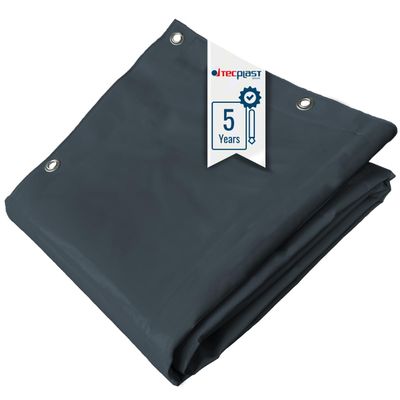TECPLAST LP506CH Waterproof PVC Construction Tarpaulin, 2 x 8 m, Anthracite Gray, 5-Year Warranty