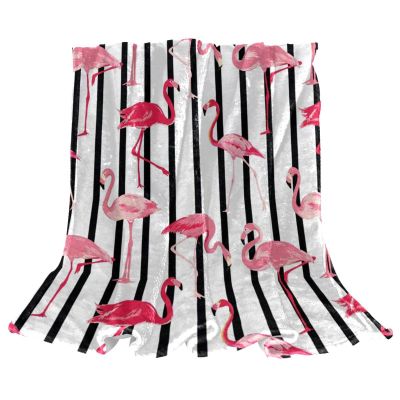 TBOUOBT Throw Blanket, Soft and Fuzzy, for Boys and Girls, Pink Unicorn with Black and White Lines