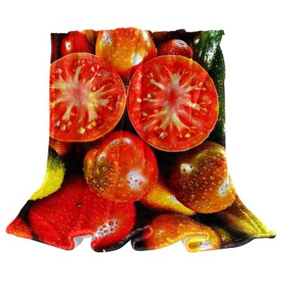 TBOUOBT Fleece Blanket, Decorative for Bedroom, Sofa, or Floor, Tomato and Cucumber Design