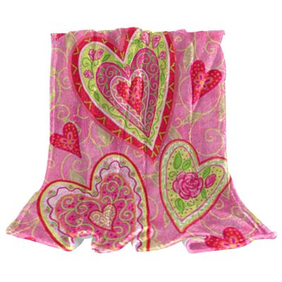 TBOUOBT Fleece Throw Blanket, Decorative for Bedroom, Sofa, or Floor, Pink Heart Retro Rose