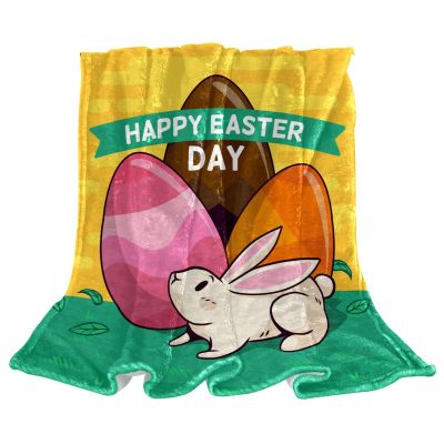 TBOUOBT Soft Fleece Throw Blanket, Easter Bunny Cartoon Egg