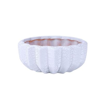 Indoor/Outdoor White Ceramic Planter Pots with Crackle Finish and Drainage Holes