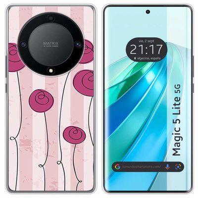 Silicone Case for Huawei Honor Magic 5 Lite 5G, Floral Vintage Cartoon Design
