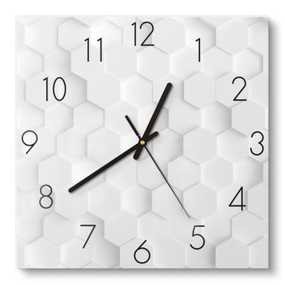 DEQORI Glass Wall Clock, 30 x 30 cm, 3D Honeycomb Pattern