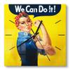 DEQORI Glass Wall Clock | 30 x 30 cm | Rosie the Riveter Design | Quiet Modern Clock view 1