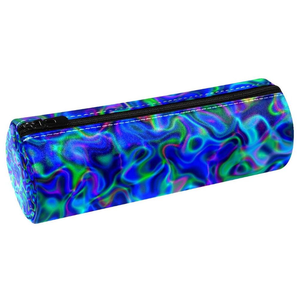 Colorful Laser-Gold Nugget Leather Barrel Pencil Case