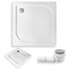 BADLAND Tenor Square Shower Tray 80 x 80 x 3 x 14 cm, Acrylic, White, with 50 mm Waste Set and Feet view 1