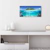 DEQORI Glass Wall Clock | Vertical 60 x 30 cm | Island in Tropical Sea Design | Large XXL Glass Design Clock | Silent Wall Clock for Living Room & Kitchen | Modern Wall Accent view 3