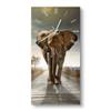 DEQORI Glass Wall Clock, Horizontal 30 x 60 cm, Elephant on Asphalt, XXL Design view 1