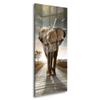 DEQORI Glass Wall Clock, Horizontal 30 x 60 cm, Elephant on Asphalt, XXL Design view 2