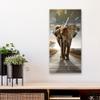 DEQORI Glass Wall Clock, Horizontal 30 x 60 cm, Elephant on Asphalt, XXL Design view 4