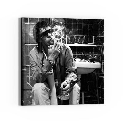 DEQORI Glass Wall Art “Party Guest on the Toilet,” Square, 30 x 30 cm