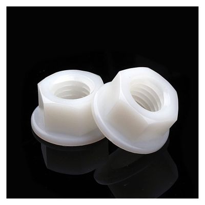 Nylon Hex Flange Nuts M3–M12 for Heat/Electrical Insulation, White M6 (50 pcs)