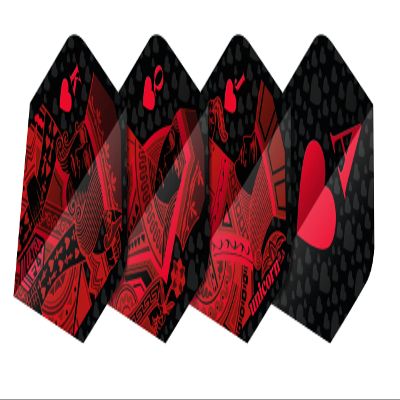 Unicorn Ultrafly Dart Flights, Royal Flush Design, Ultra-Durable 100-Micron Polyester-PET, Red, Standard Plus Shape