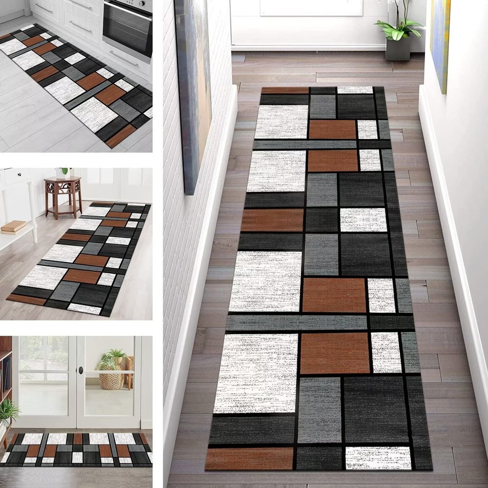 Long Runner Rug for Hallway and Kitchen, Non-Slip, Washable, 120 x 450 cm