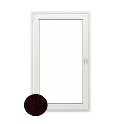GEALAN S8000 uPVC Window, 2-Pane Basement Window, White Inside/Chocolate Brown Outside, 1000 x 750 mm, DIN Left-Hand