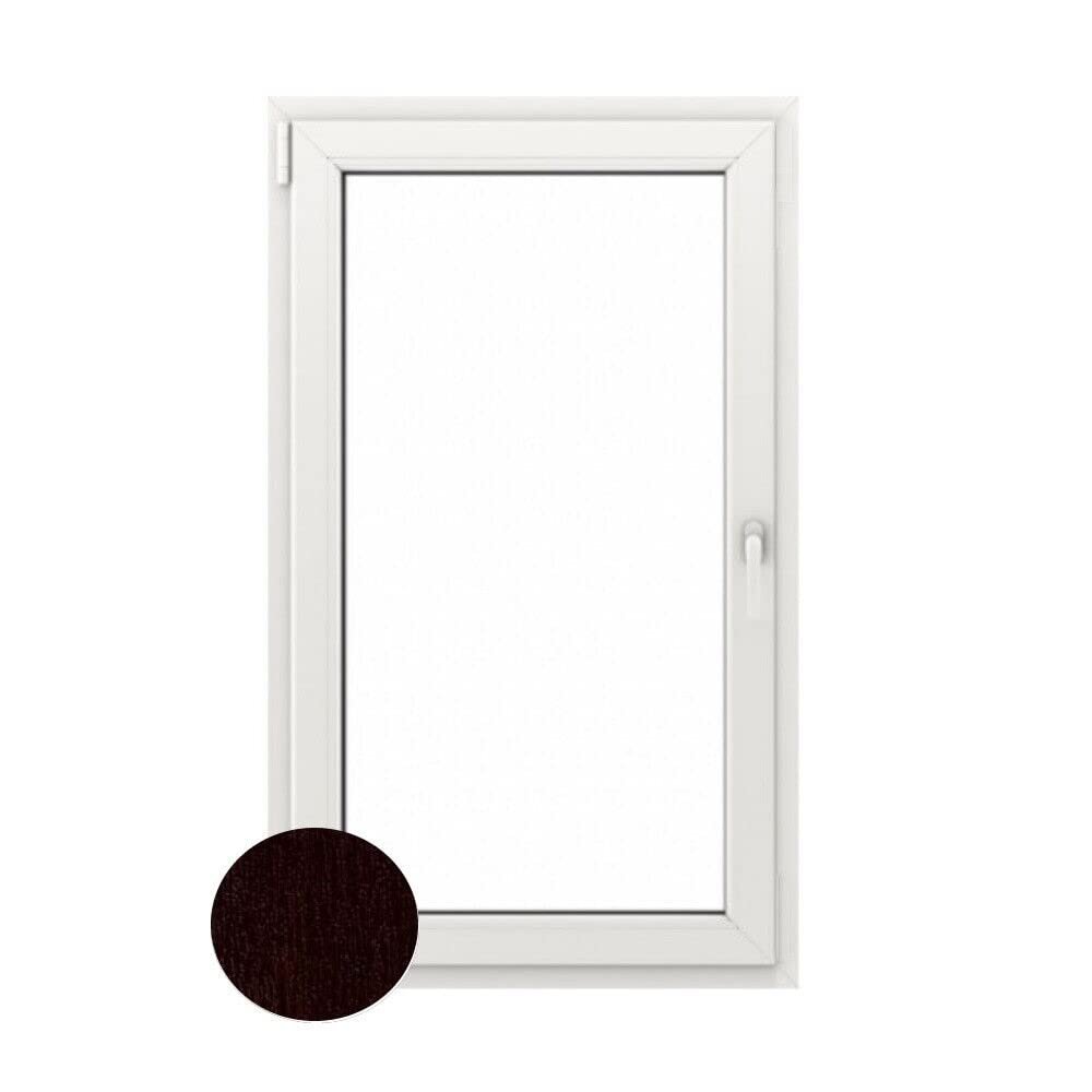 GEALAN S8000 uPVC Window, 2-Pane Basement Window, White Inside/Chocolate Brown Outside, 1000 x 750 mm, DIN Left-Hand